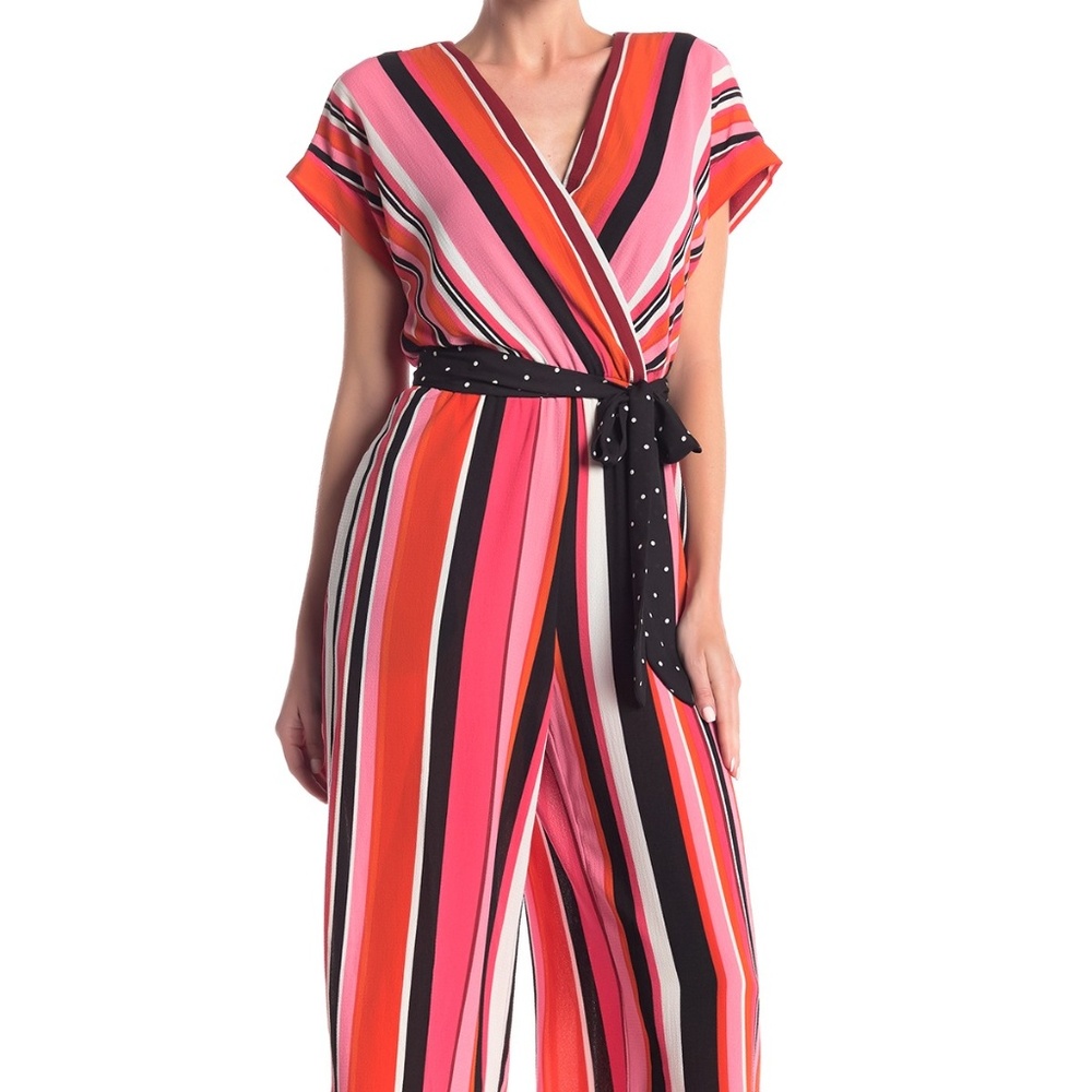 NEW Rabbit Striped Surplice Crop Jumpsuit